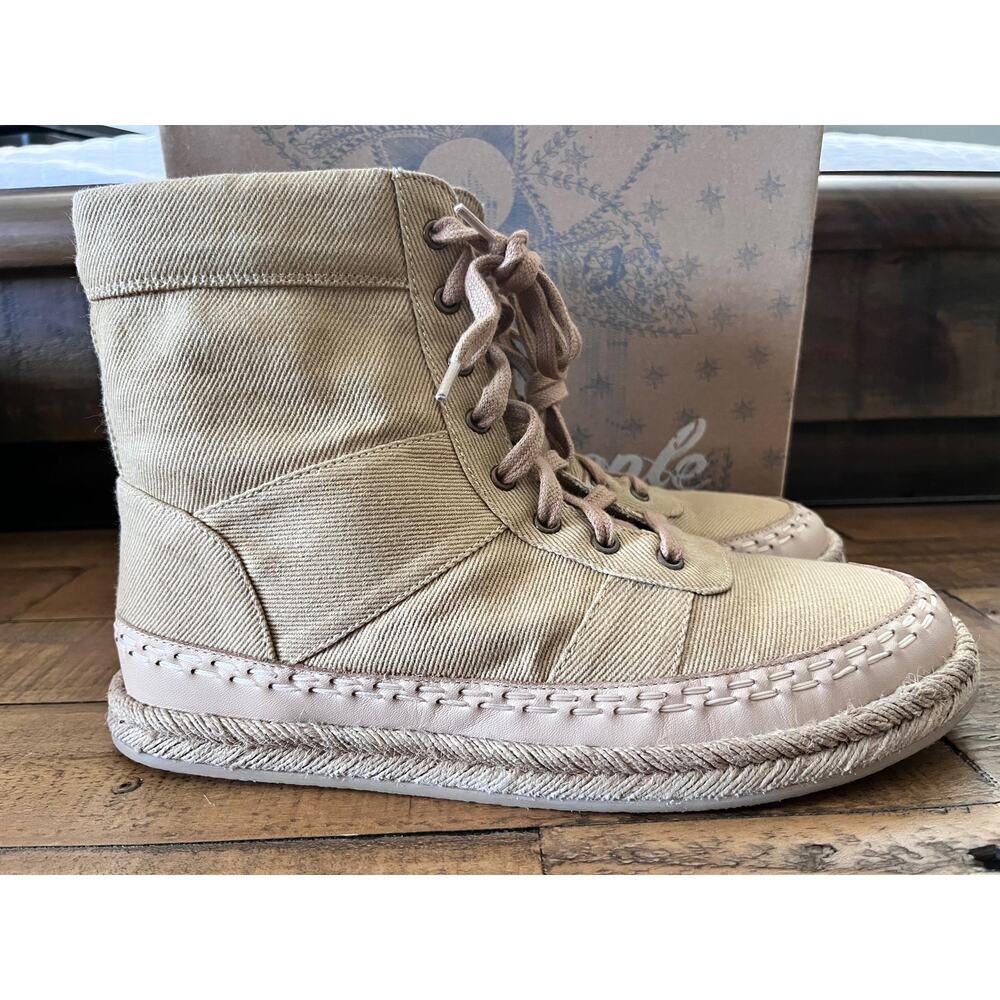 Free People Menorca Ankle Boots Women's Sz 9 Sand Lace Up High Top Sneakers - Picture 4 of 11